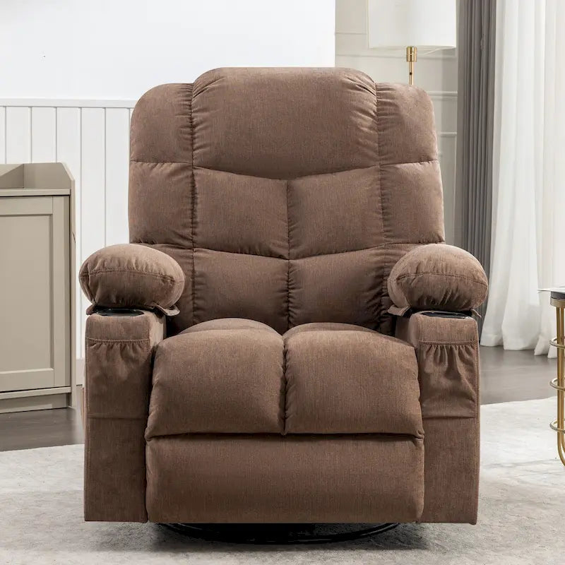 Fauteuil inclinable gris surdimensionné avec chauffage et port USB