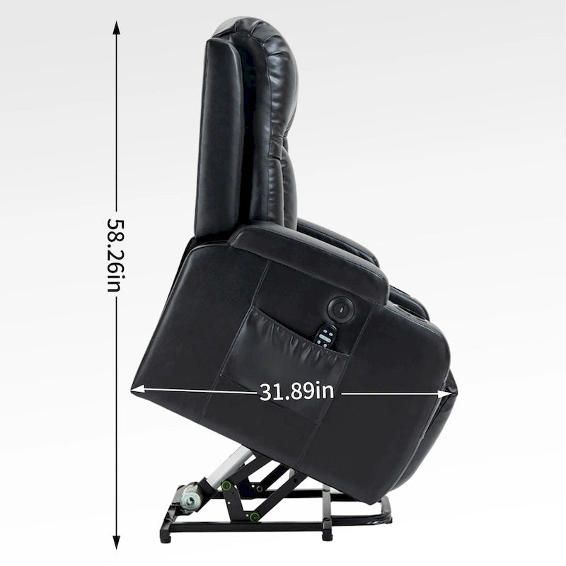 Fauteuil releveur inclinable noir avec massage, chaleur et cadre robuste