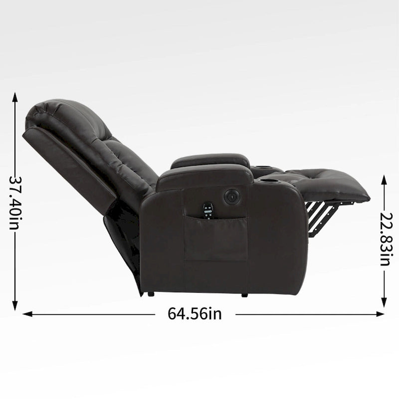 Fauteuil releveur inclinable noir avec massage, chaleur et cadre robuste