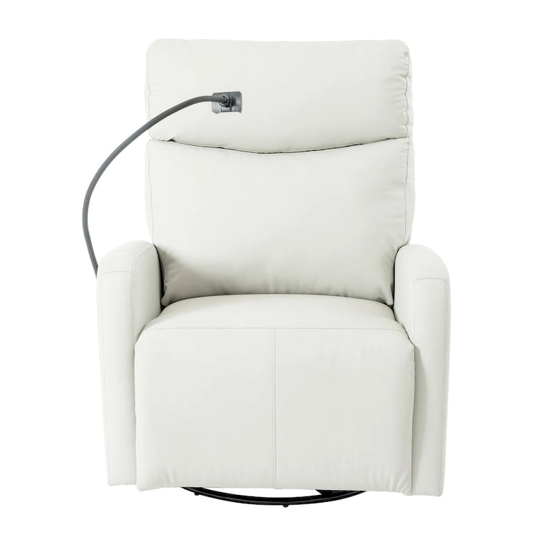 Fauteuil inclinable gris électrique avec pivot, ports USB et repose-pieds réglable