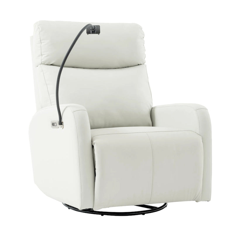 Fauteuil inclinable gris électrique avec pivot, ports USB et repose-pieds réglable