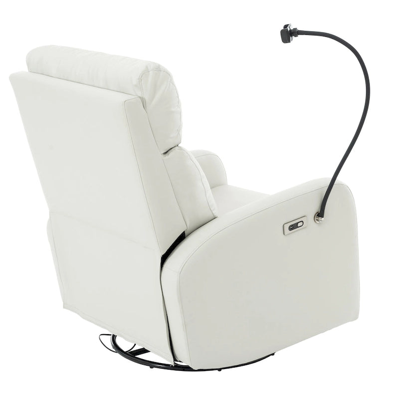Fauteuil inclinable gris électrique avec pivot, ports USB et repose-pieds réglable