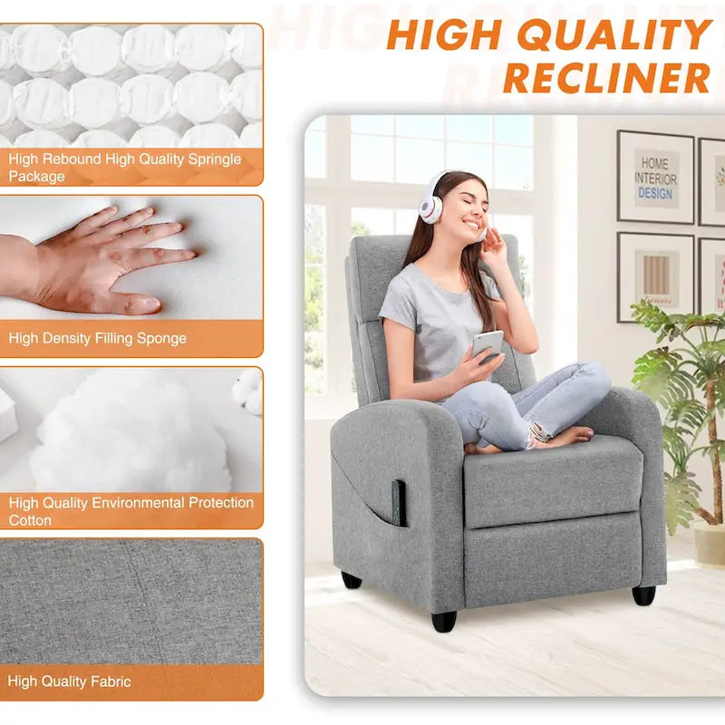 Fauteuil inclinable noir réglable avec support lombaire, 8 modes de massage et fonction chauffante pour la relaxation