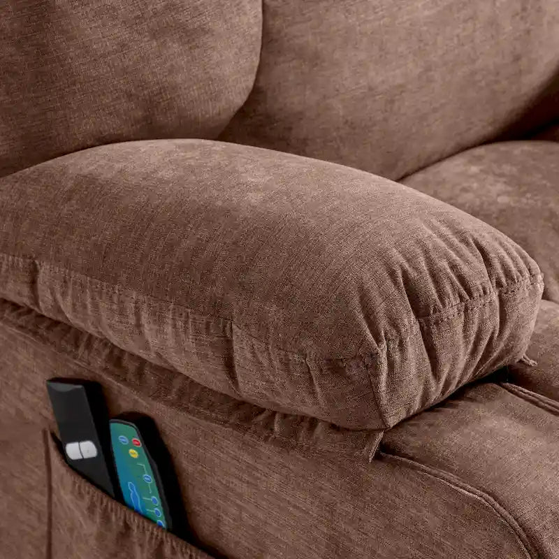 Fauteuil relaxant électrique bleu avec fonctions de chauffage, de massage, de chargement USB, de rangement latéral et de télécommande