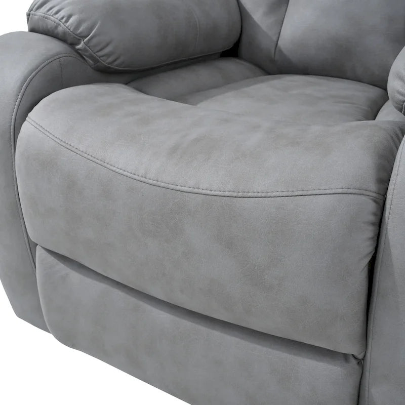 Fauteuil inclinable électrique gris pour personnes âgées, avec télécommande, coussin rembourré, pochette latérale et cadre robuste
