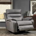 Fauteuil inclinable gris à deux moteurs avec pivotement à 240°, fonction de balancement, ports USB et appui-tête réglable