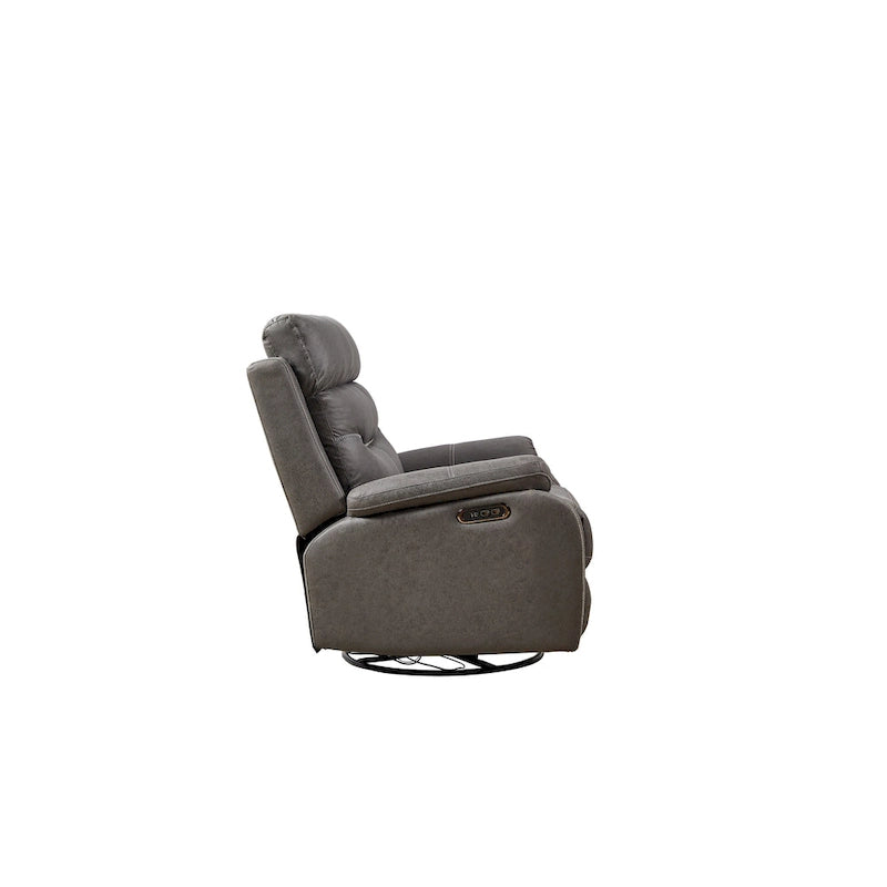 Fauteuil inclinable gris à deux moteurs avec pivotement à 240°, fonction de balancement, ports USB et appui-tête réglable