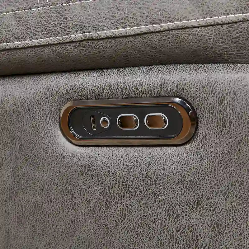 Fauteuil inclinable gris à deux moteurs avec pivotement à 240°, fonction de balancement, ports USB et appui-tête réglable