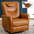 Fauteuil inclinable électrique beige avec pivotement à 270°, fonction bascule, oreiller de soutien lombaire et cervical, ports USB et Type-C