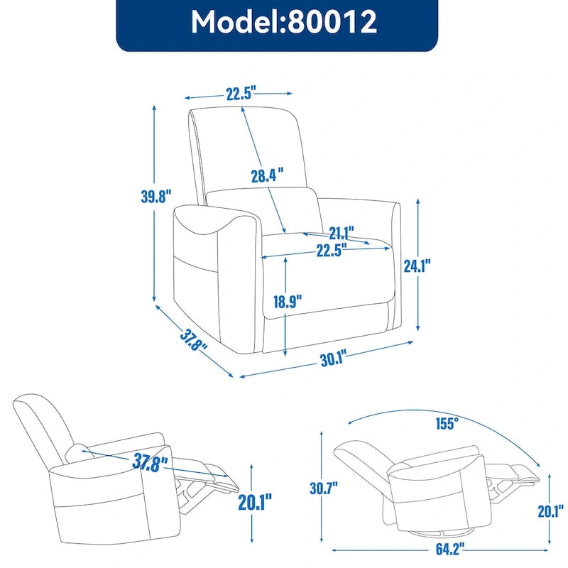 Fauteuil inclinable électrique ergonomique marron avec fonction pivotante, basculante et ports USB