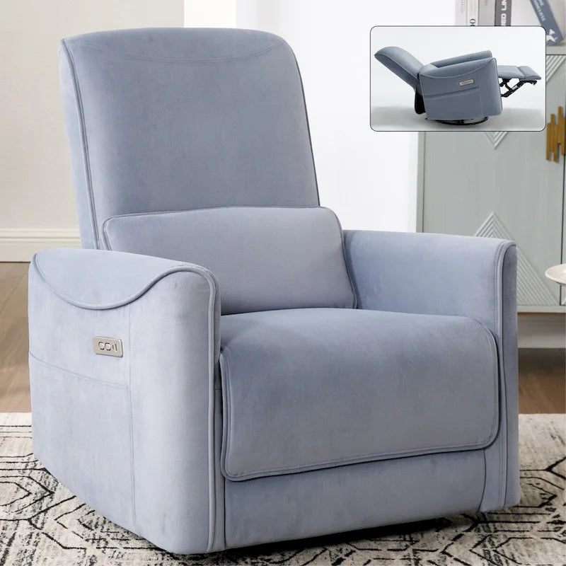 Fauteuil inclinable électrique ergonomique marron avec fonction pivotante, basculante et ports USB