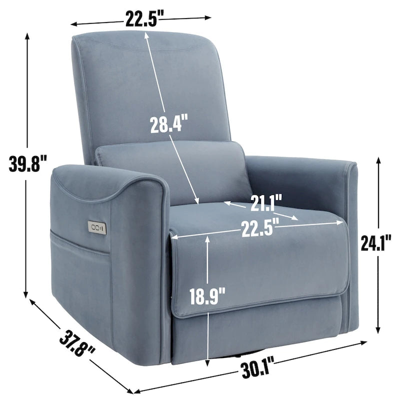 Fauteuil inclinable électrique ergonomique marron avec fonction pivotante, basculante et ports USB