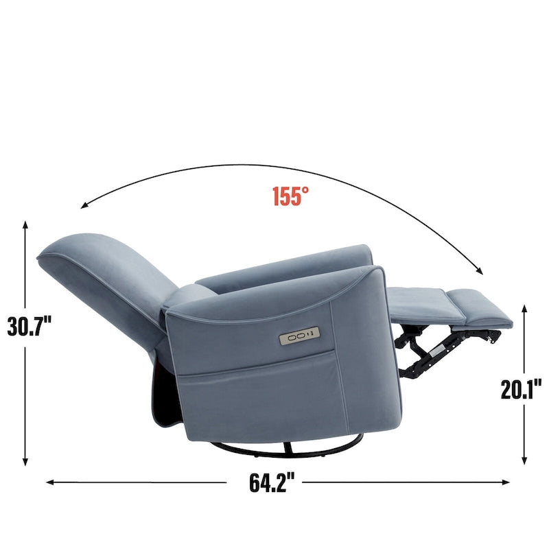Fauteuil inclinable électrique ergonomique marron avec fonction pivotante, basculante et ports USB