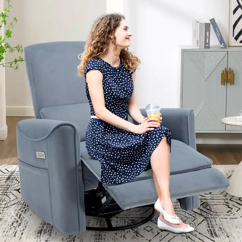 Fauteuil inclinable électrique ergonomique marron avec fonction pivotante, basculante et ports USB
