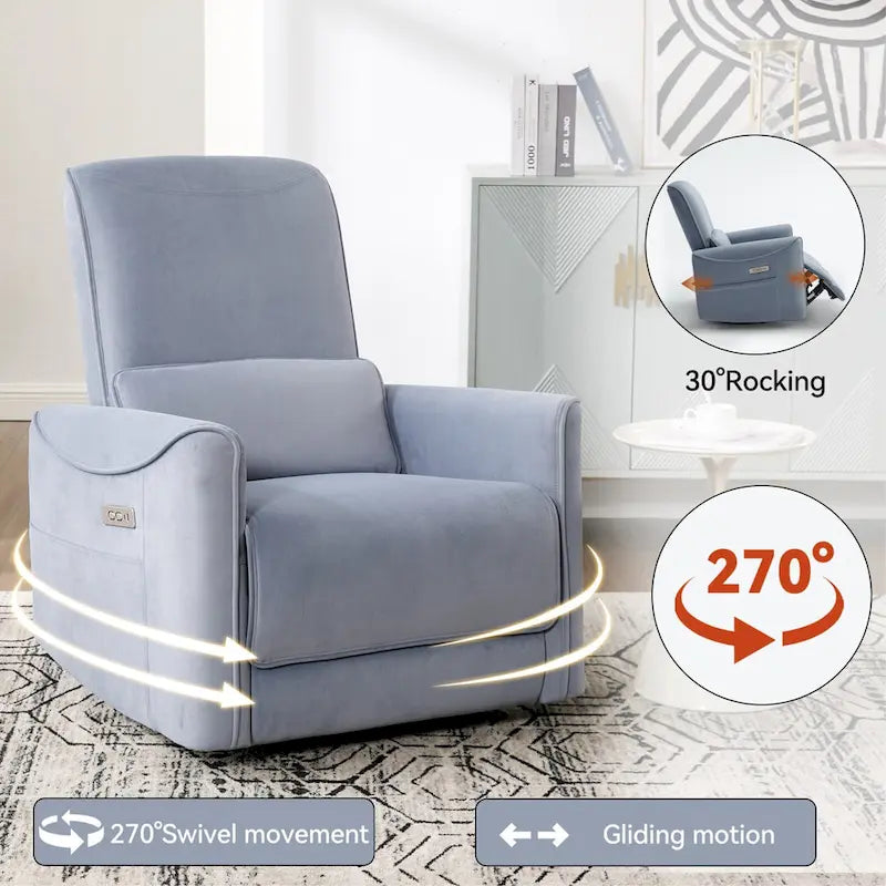 Fauteuil inclinable électrique ergonomique marron avec fonction pivotante, basculante et ports USB