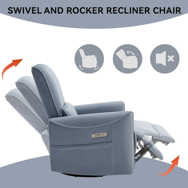 Fauteuil inclinable électrique ergonomique marron avec fonction pivotante, basculante et ports USB