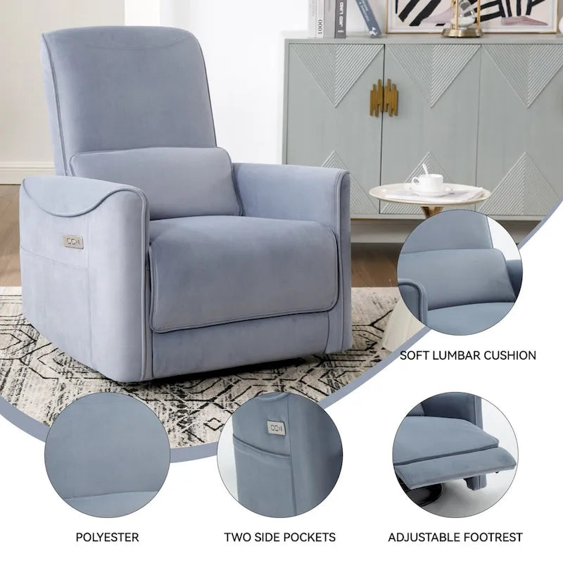 Fauteuil inclinable électrique ergonomique marron avec fonction pivotante, basculante et ports USB