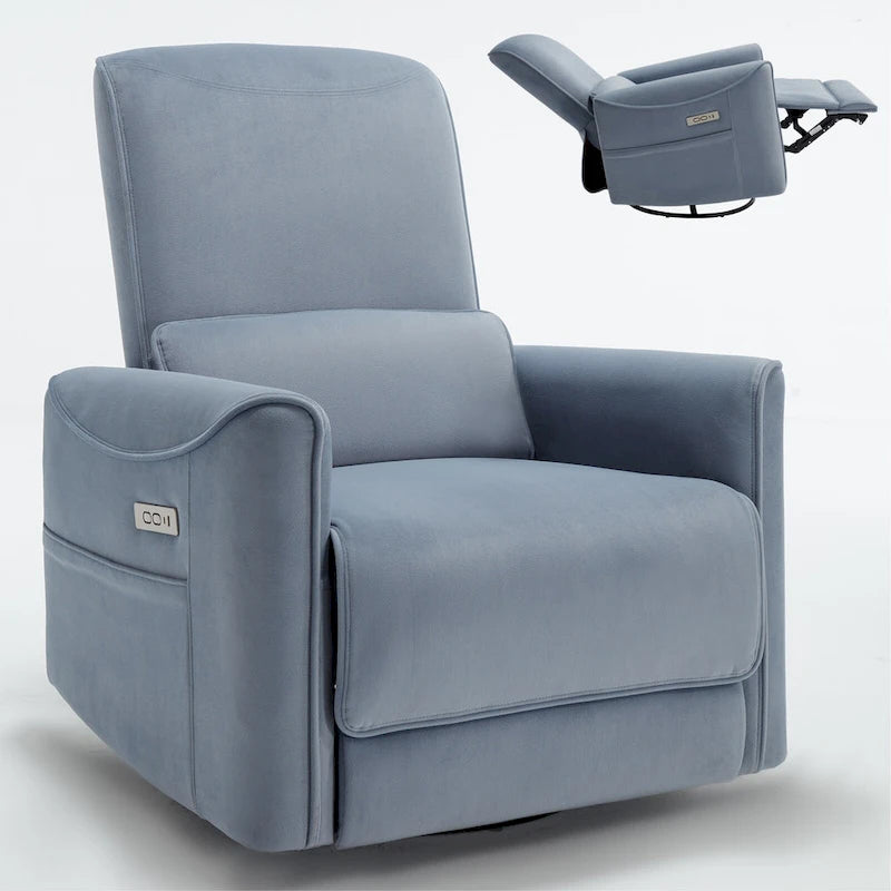 Fauteuil inclinable électrique ergonomique marron avec fonction pivotante, basculante et ports USB