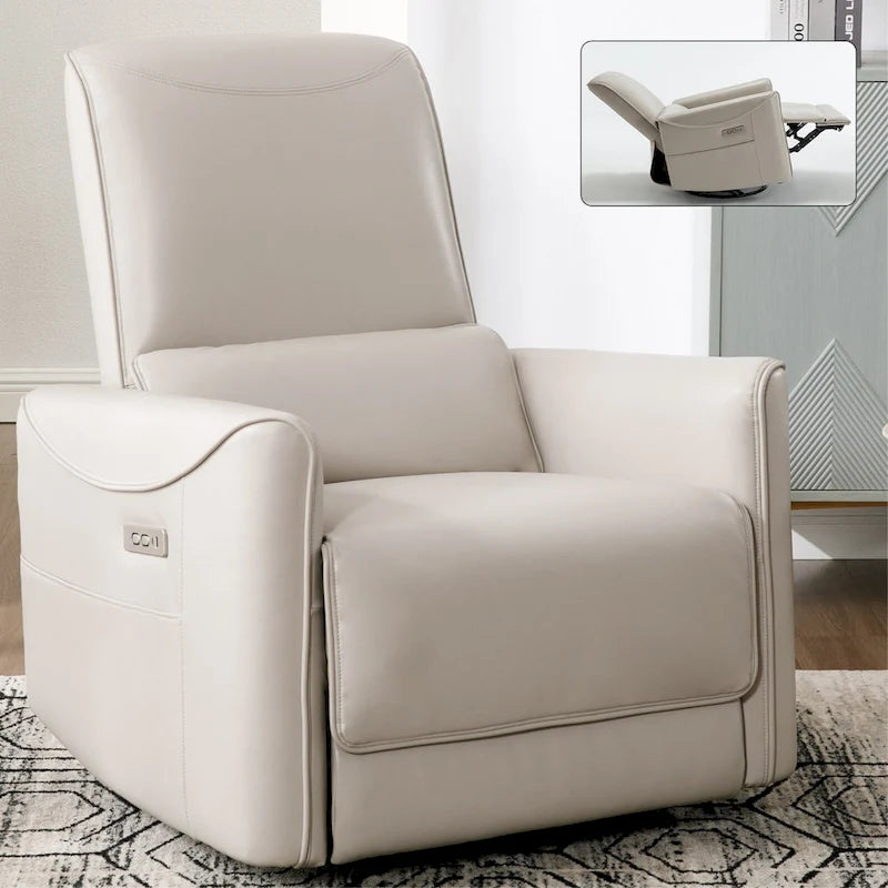 Fauteuil inclinable électrique ergonomique marron avec fonction pivotante, basculante et ports USB