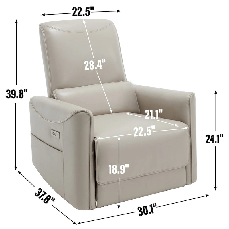 Fauteuil inclinable électrique ergonomique marron avec fonction pivotante, basculante et ports USB