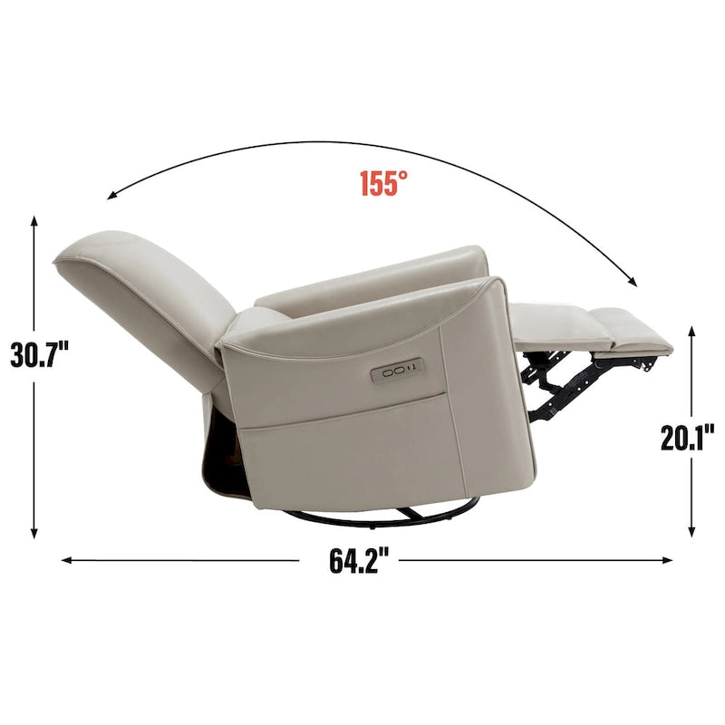 Fauteuil inclinable électrique ergonomique marron avec fonction pivotante, basculante et ports USB