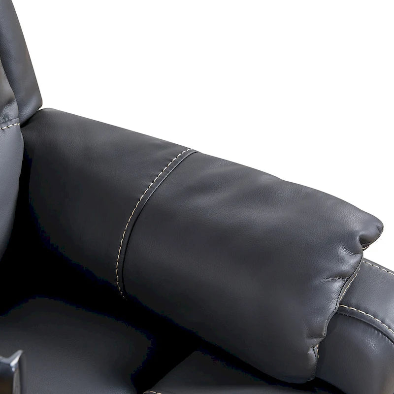 Fauteuil inclinable électrique noir, avec massage, chauffage, ports USB, support de téléphone et poches latérales, inclinaison réglable jusqu'à 139