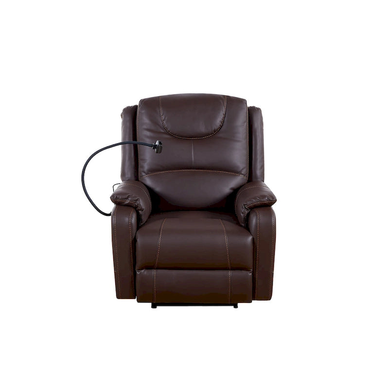 Fauteuil inclinable électrique noir, avec massage, chauffage, ports USB, support de téléphone et poches latérales, inclinaison réglable jusqu'à 139