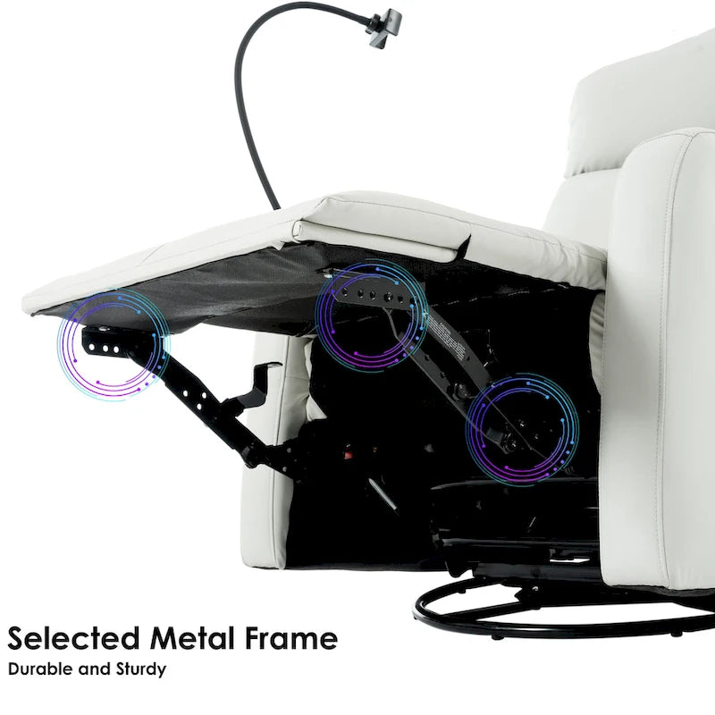 Fauteuil inclinable électrique avec pivotement à 270°, ports USB et repose-pieds réglable pour salon et chambre de bébé