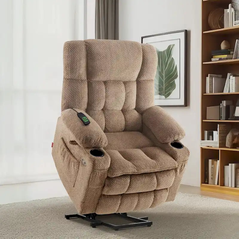 Fauteuil inclinable électrique MCombo à deux moteurs avec position infinie, massage et chaleur, repose-pieds étendu, tissu 7890