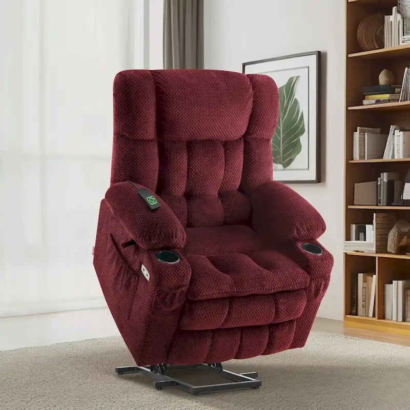 Fauteuil inclinable électrique MCombo à deux moteurs avec position infinie, massage et chaleur, repose-pieds étendu, tissu 7890