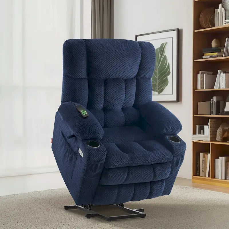 Fauteuil inclinable électrique MCombo à deux moteurs avec position infinie, massage et chaleur, repose-pieds étendu, tissu 7890