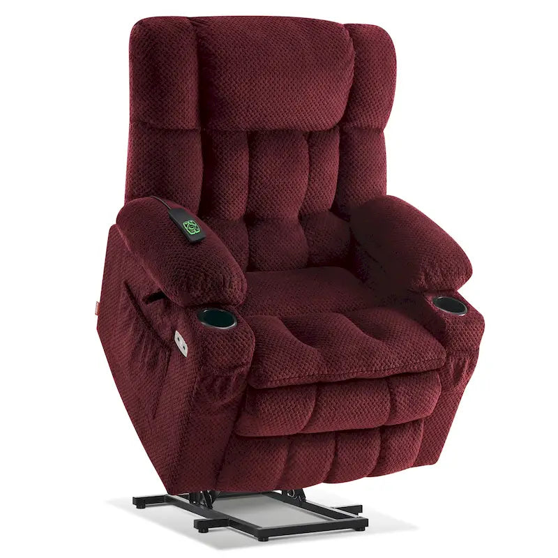 Fauteuil inclinable électrique MCombo à deux moteurs avec position infinie, massage et chaleur, repose-pieds étendu, tissu 7890