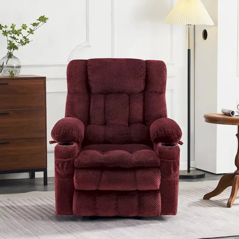 Fauteuil inclinable électrique MCombo à deux moteurs avec position infinie, massage et chaleur, repose-pieds étendu, tissu 7890