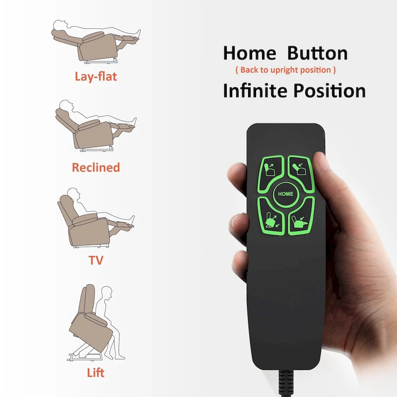 Fauteuil inclinable électrique MCombo à deux moteurs avec position infinie, massage et chaleur, repose-pieds étendu, tissu 7890