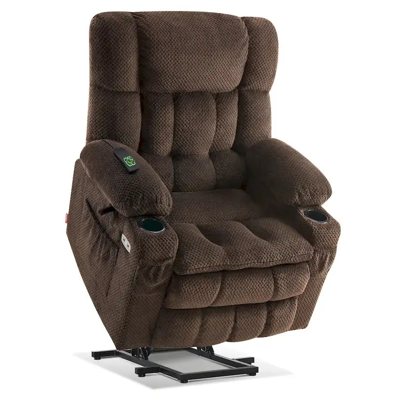 Fauteuil inclinable électrique MCombo à deux moteurs avec position infinie, massage et chaleur, repose-pieds étendu, tissu 7890