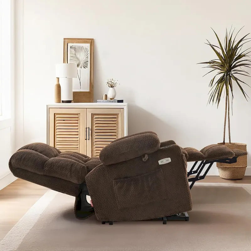 Fauteuil inclinable électrique MCombo à deux moteurs avec position infinie, massage et chaleur, repose-pieds étendu, tissu 7890