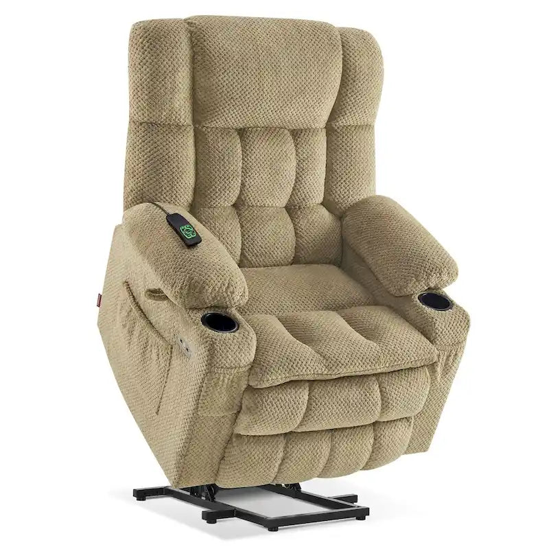 Fauteuil inclinable électrique MCombo à deux moteurs avec position infinie, massage et chaleur, repose-pieds étendu, tissu 7890