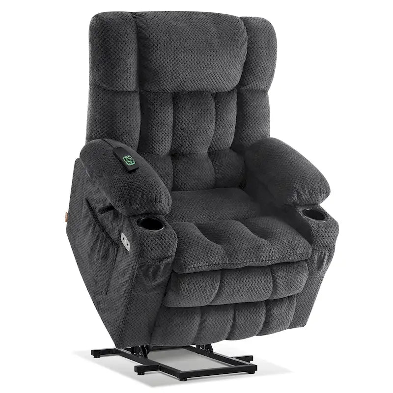 Fauteuil inclinable électrique MCombo à deux moteurs avec position infinie, massage et chaleur, repose-pieds étendu, tissu 7890