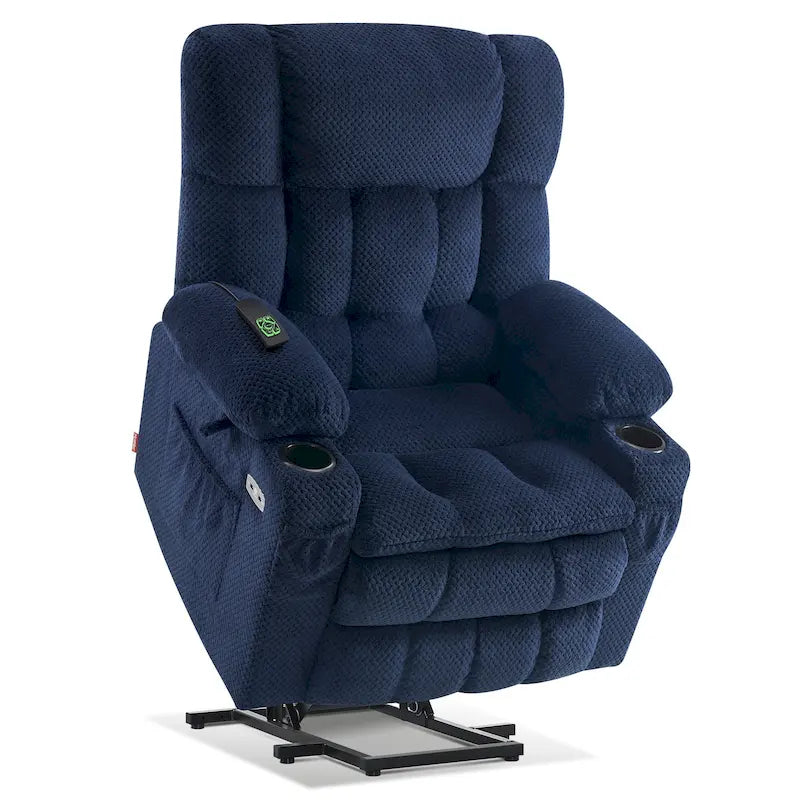 Fauteuil inclinable électrique MCombo à deux moteurs avec position infinie, massage et chaleur, repose-pieds étendu, tissu 7890