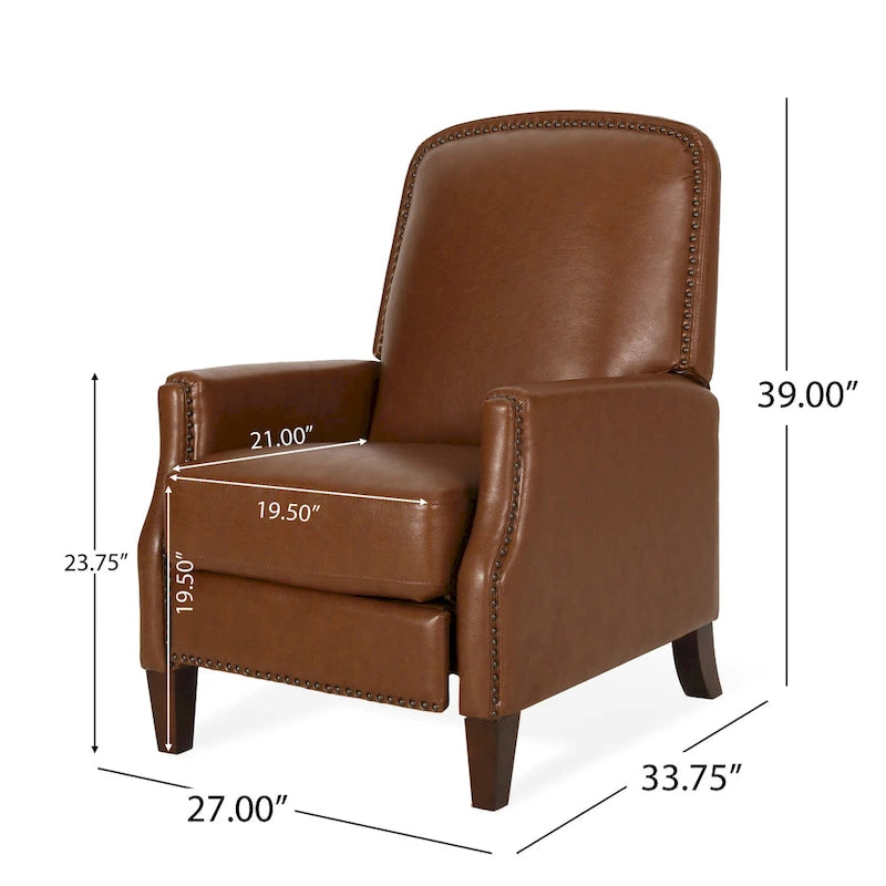 Fauteuil inclinable rembourré à dossier inclinable Cavanaugh avec garniture cloutée par Christopher Knight Home