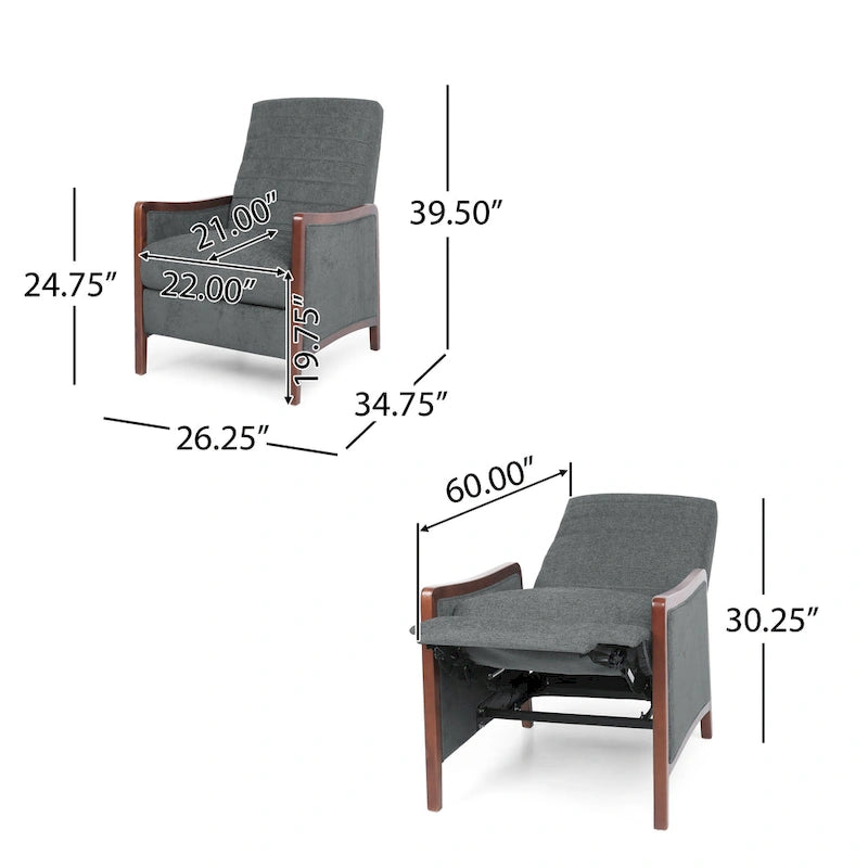 Fauteuil inclinable Anaura Channel Stitch Pushback par Christopher Knight Home