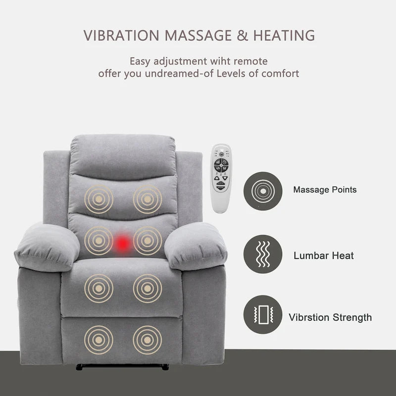 Fauteuil inclinable électrique avec fonction de massage réglable - 36.63 x 38.13 x 40.50
