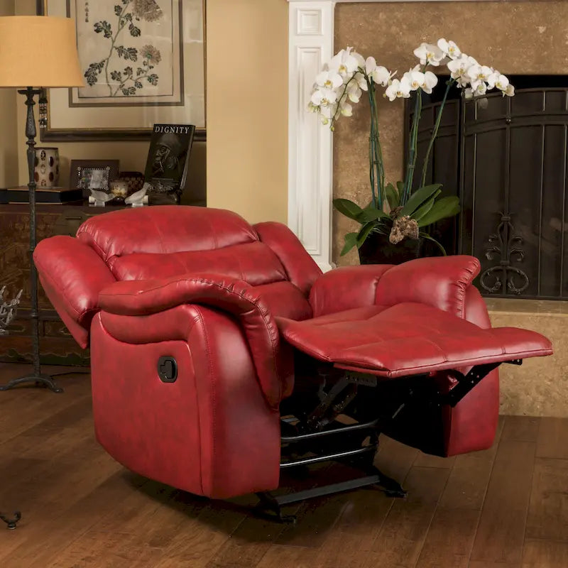 Fauteuil inclinable planeur en cuir PU Hawthorne par Christopher Knight Home