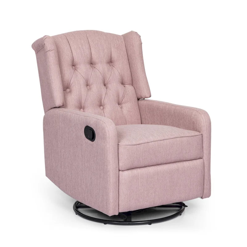 Fauteuil inclinable pivotant Mohaven contemporain à dossier capitonné avec oreilles par Christopher Knight Home