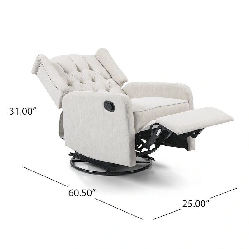 Fauteuil inclinable pivotant Mohaven contemporain à dossier capitonné avec oreilles par Christopher Knight Home