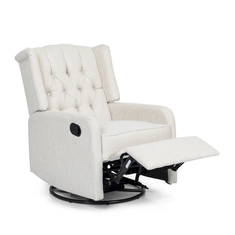Fauteuil inclinable pivotant Mohaven contemporain à dossier capitonné avec oreilles par Christopher Knight Home