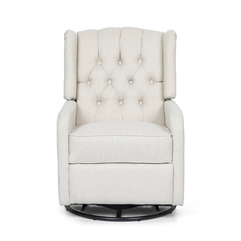 Fauteuil inclinable pivotant Mohaven contemporain à dossier capitonné avec oreilles par Christopher Knight Home