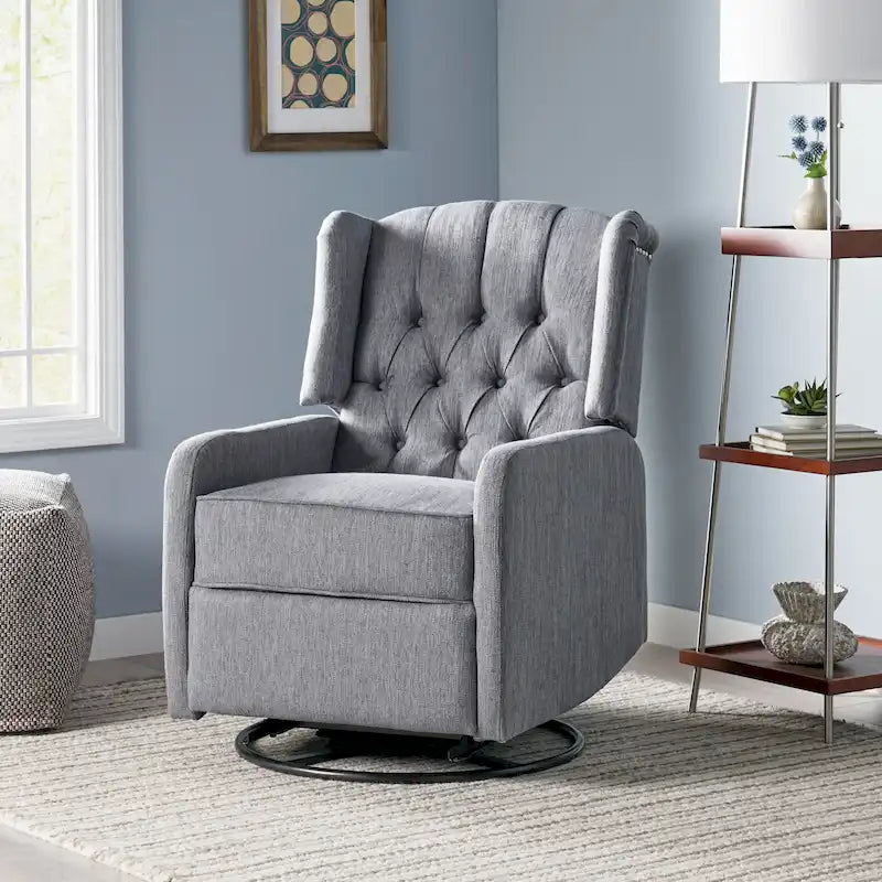 Fauteuil inclinable pivotant Mohaven contemporain à dossier capitonné avec oreilles par Christopher Knight Home