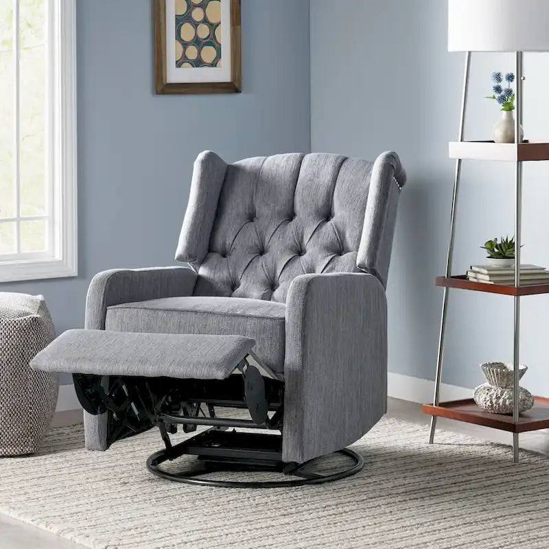 Fauteuil inclinable pivotant Mohaven contemporain à dossier capitonné avec oreilles par Christopher Knight Home
