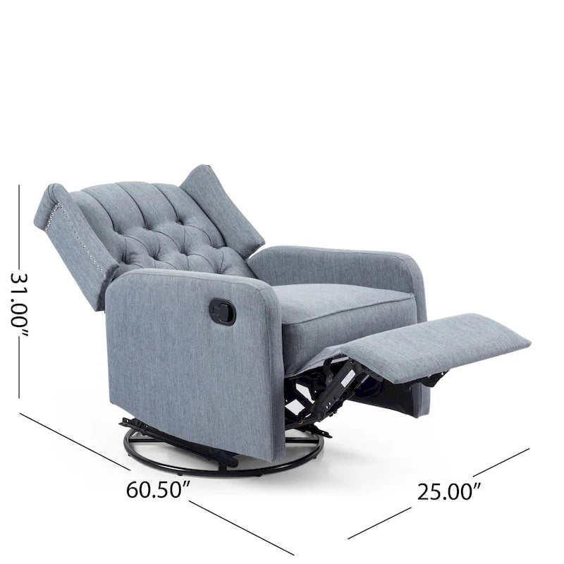 Fauteuil inclinable pivotant Mohaven contemporain à dossier capitonné avec oreilles par Christopher Knight Home